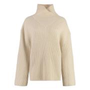 Ribbet uld turtleneck sweater