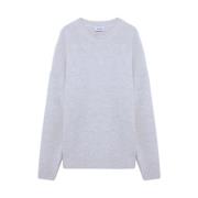 Boucle Strik Pullover i Grå Melange