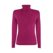 Fuchsia Viskose Turtleneck Sweater