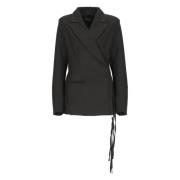 Sort uld blazer med peak revers