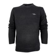 Militærstil Uldblanding Sweater Sort