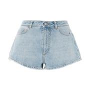 Lys Blå Denim High-Waisted Shorts