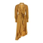 Elegant Ochre Silk Dress