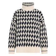 Sort Tekstureret Mock-Hals Sweater