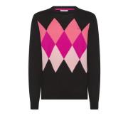 Sort Argyle Rund Sweater