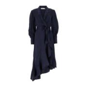 Elegant Navy Blue Silk Dress