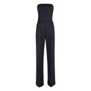 Blå Hvid Bustier Jumpsuit