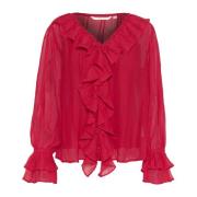 Elegant Flounce Blouse i Jester Red