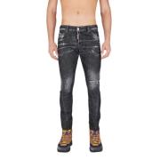 Urban Slim-Fit Distressed Black Jeans