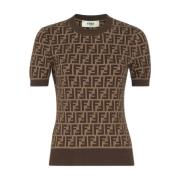 Brun Jacquard Strik Crew Neck Sweater