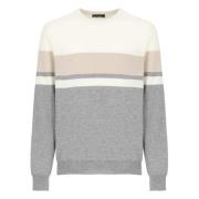 Stribet Uld Cashmere Rund Hals Sweater