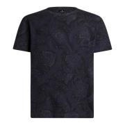 Blå Blomstret Paisley Print T-Shirt