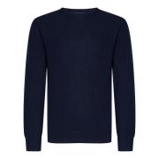 Blå Crewneck Uld Cashmere Sweater