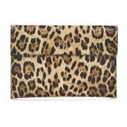 Leopard Kalveskind Clutch med Metal Skull