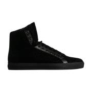 Sort Velvet High-Top Sneakers