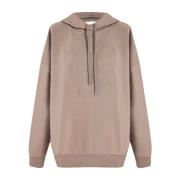 Grå Beige Sporty Style Jumper med Logo Relief