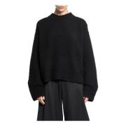 Sort Ribstrikket Oversized Sweater