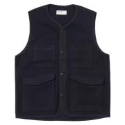 Melton Wool 4 Pocket Gilet Navy