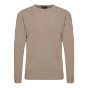 Beige Strikvarer Crew Neck Sweater