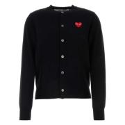 Rød Emblem Strik Rund Hals Cardigan