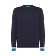 Stribede Manchetter Navy Blue Sweater