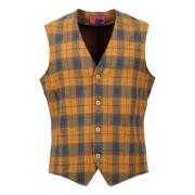 Herre gul bomuldsvest med tartan motiv