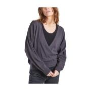 Grå Uldblanding Wrap Jumper