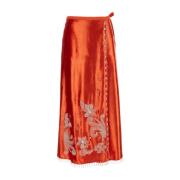 Rød Velvet Sarong Nederdel