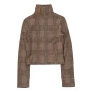 Beige Hound Check Zip Jumper