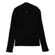 Ribstrikket Mockneck Sweater i Sort