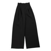 Sort Wide Leg Pant med Polyester-Viskose Foring