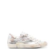 Metallic Finish Distressed Sneakers