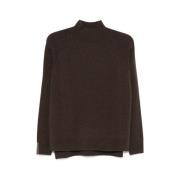 Brun Uldblanding Mock-Neck Sweater