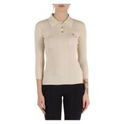 Ribbet silkeblandet poloshirt