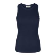 Ribbed Dark Blue Top Snos215