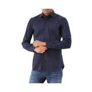 Navy Slim Fit Skjorte Stretch