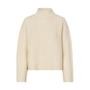 Ribstrikket Turtleneck - Off White