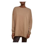 Ribstrikket Oversized Sweater med Frontlommer