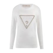 Front Logo Sweater med Rhinestones