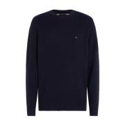 Blå Sweater Lambswool Crewneck Stil