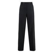 Pinstriped Wool Trousers