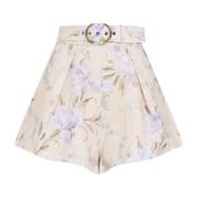 Elegant Nude Linned Sommer Shorts