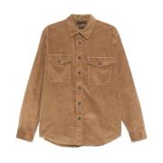 Corduroy Front Button Skjorte