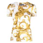 Barocco-print hvid bomulds t-shirt