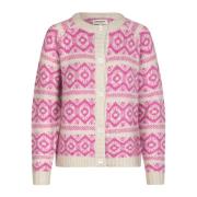 Neon Pink Cardigan med Fine Knapper