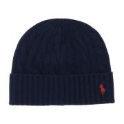 Flettet uldblanding Beanie Navy