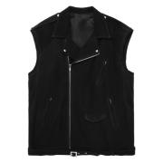 Sort Læder Biker Vest