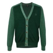 Blå Broderet Casual Cardigan