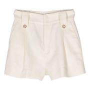 Elegant Beige Bomuld Linned Shorts