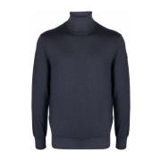 Blå Uld Turtleneck Sweater